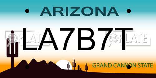 LA7B7T Arizona License Plate