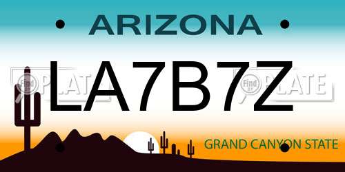 LA7B7Z Arizona License Plate