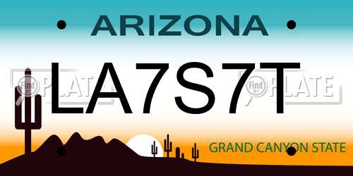 LA7S7T Arizona License Plate
