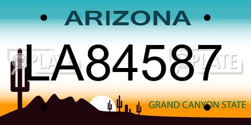 LA84587 Arizona License Plate