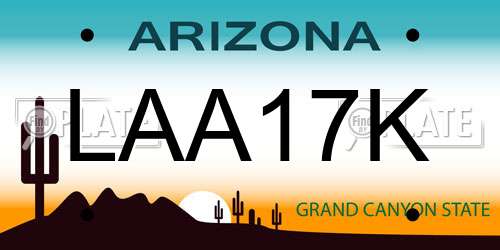 LAA17K Arizona License Plate