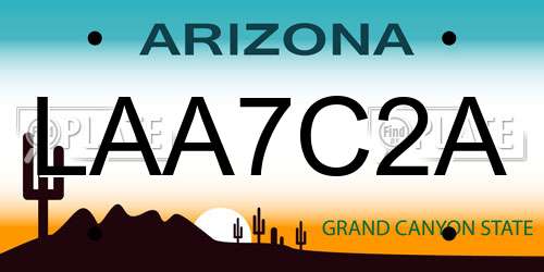 LAA7C2A Arizona License Plate