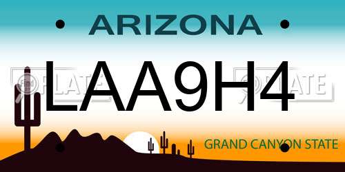 LAA9H4 Arizona License Plate