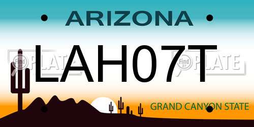 LAH07T Arizona License Plate