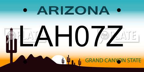 LAH07Z Arizona License Plate
