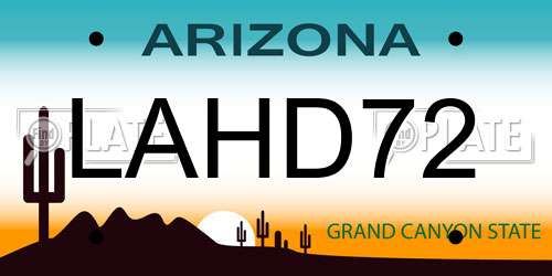 LAHD72 Arizona License Plate