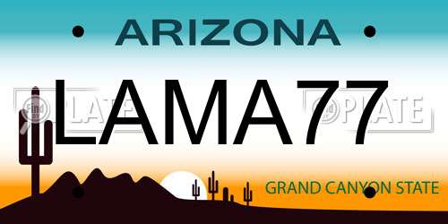 LAMA77 Arizona License Plate