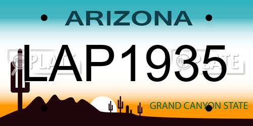 LAP1935 Arizona License Plate