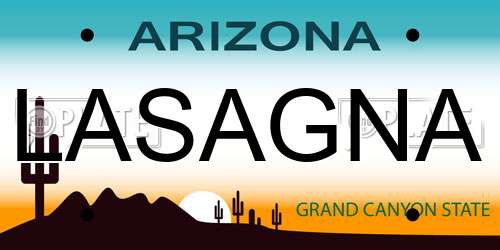 LASAGNA Arizona License Plate