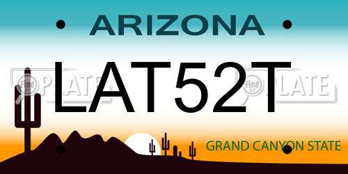 LAT52T Arizona License Plate