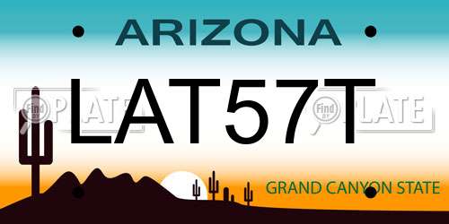LAT57T Arizona License Plate