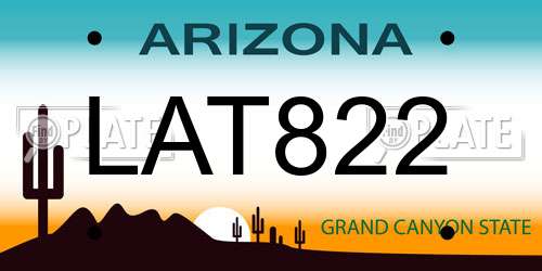 LAT822 Arizona License Plate