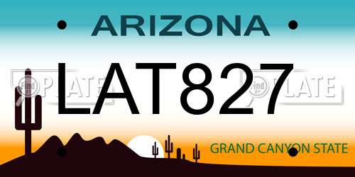 LAT827 Arizona License Plate