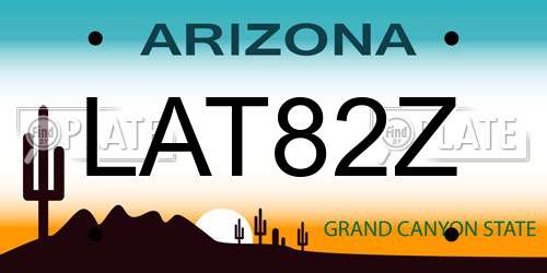 LAT82Z Arizona License Plate