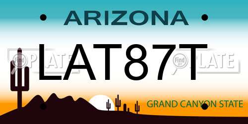LAT87T Arizona License Plate