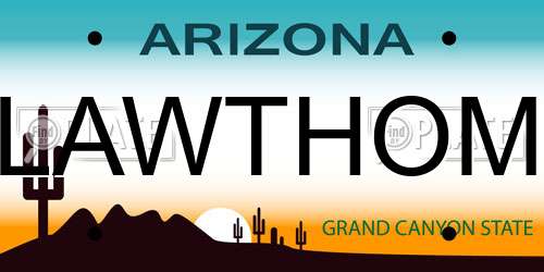 LAWTHOM Arizona License Plate