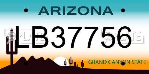 LB37756 Arizona License Plate