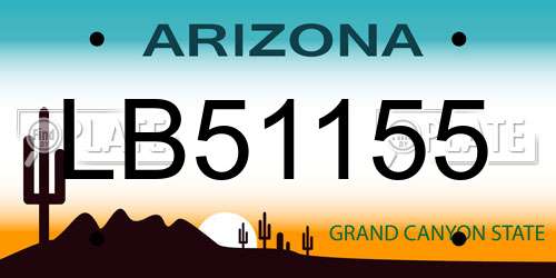 LB51155 Arizona License Plate