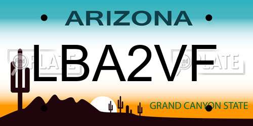 LBA2VF Arizona License Plate