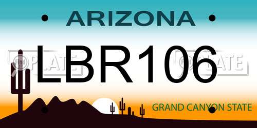 LBR106 Arizona License Plate