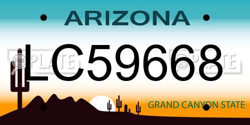 LC59668 Arizona License Plate