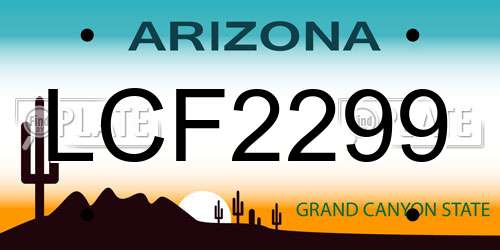 LCF2299 Arizona License Plate