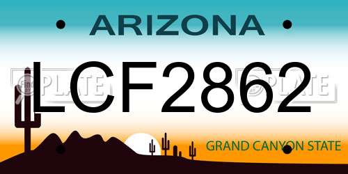 LCF2862 Arizona License Plate