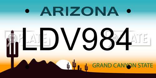 LDV984 Arizona License Plate