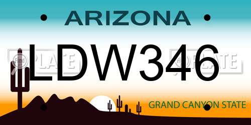 LDW346 Arizona License Plate