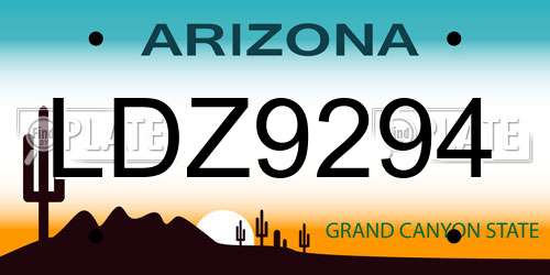 LDZ9294 Arizona License Plate