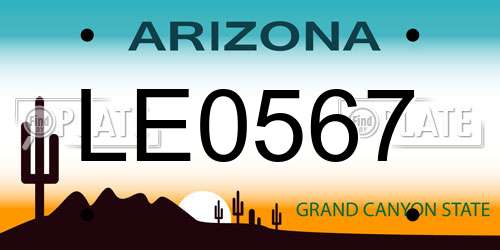 LE0567 Arizona License Plate