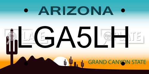 LGA5LH Arizona License Plate
