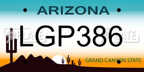 LGP386 Arizona License Plate