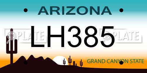 LH385 Arizona License Plate