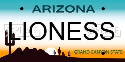 LIONESS Arizona License Plate