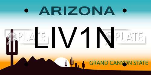 LIV1N Arizona License Plate