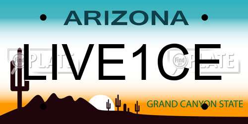 LIVE1CE Arizona License Plate