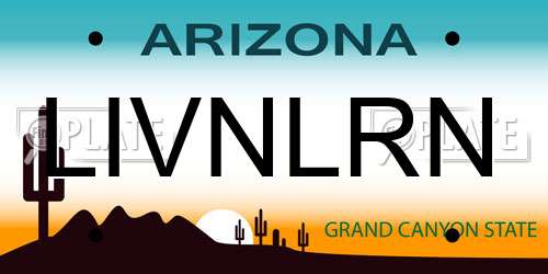 LIVNLRN Arizona License Plate