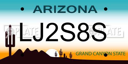 LJ2S8S Arizona License Plate