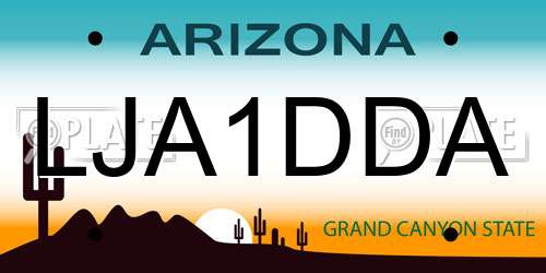 LJA1DDA Arizona License Plate