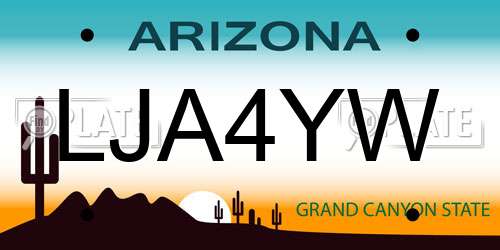 LJA4YW Arizona License Plate
