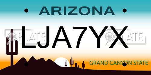 LJA7YX Arizona License Plate