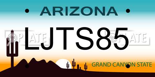 LJTS85 Arizona License Plate