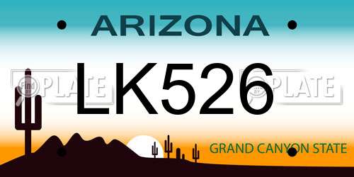 LK526 Arizona License Plate