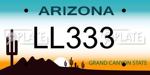 LL333 Arizona License Plate