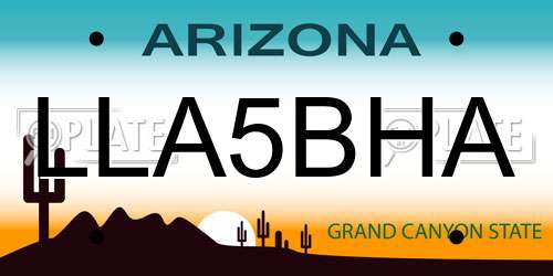 LLA5BHA Arizona License Plate