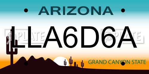 LLA6D6A Arizona License Plate