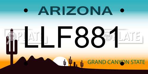LLF881 Arizona License Plate