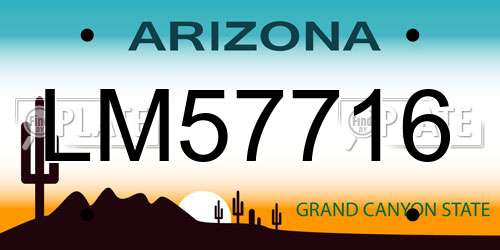 LM57716 Arizona License Plate