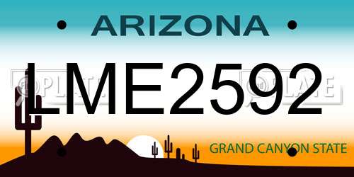 LME2592 Arizona License Plate